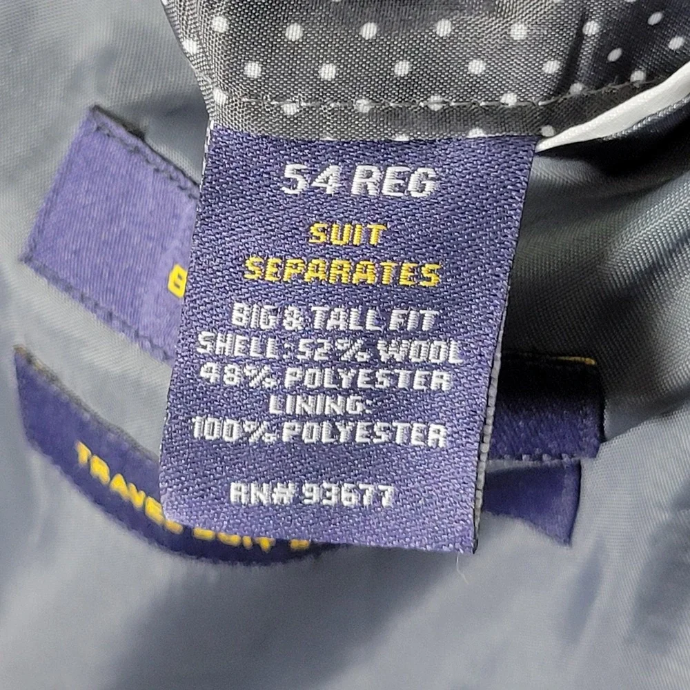 Stafford Men's Travel Suit Separate Sport Coat Two Button Gray‎ Wool Blend 54R